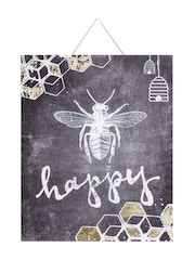 Art For The Home Black Bee Happy Wall Art - Image 2 of 3