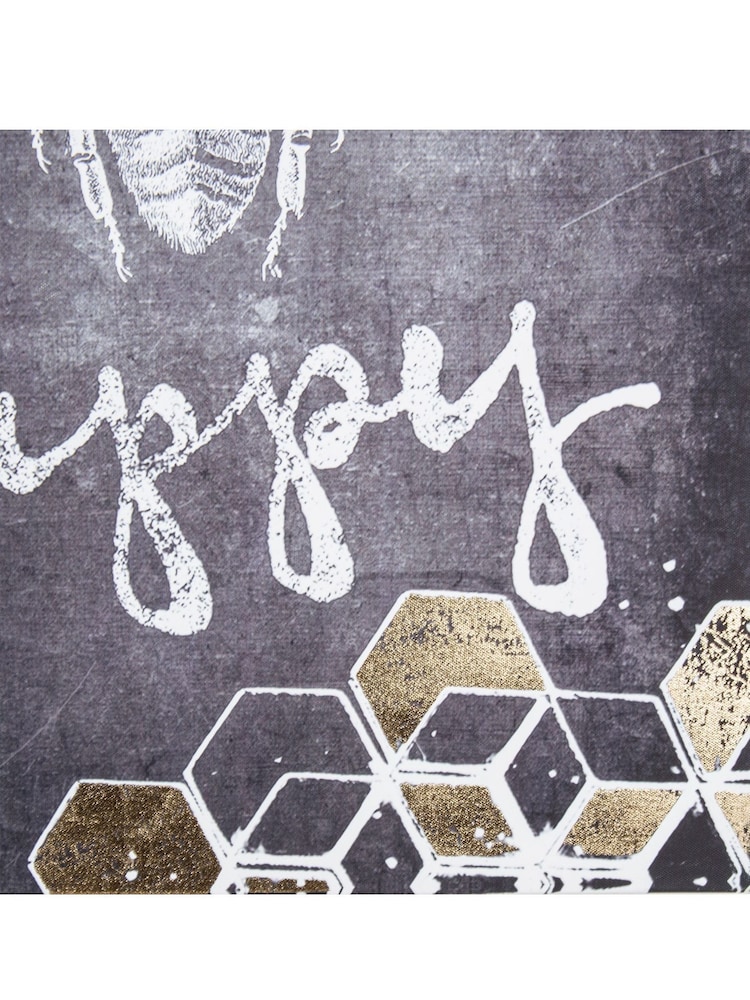 Art For The Home Black Bee Happy Wall Art - Image 3 of 3