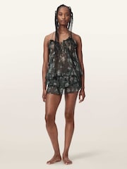 AllSaints Green Nyx Silk Skirt - Image 2 of 6
