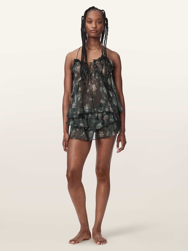 AllSaints Green Nyx Silk Skirt - Image 2 of 6