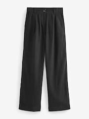 Black Linen Blend Wide Leg Trousers - Image 5 of 6