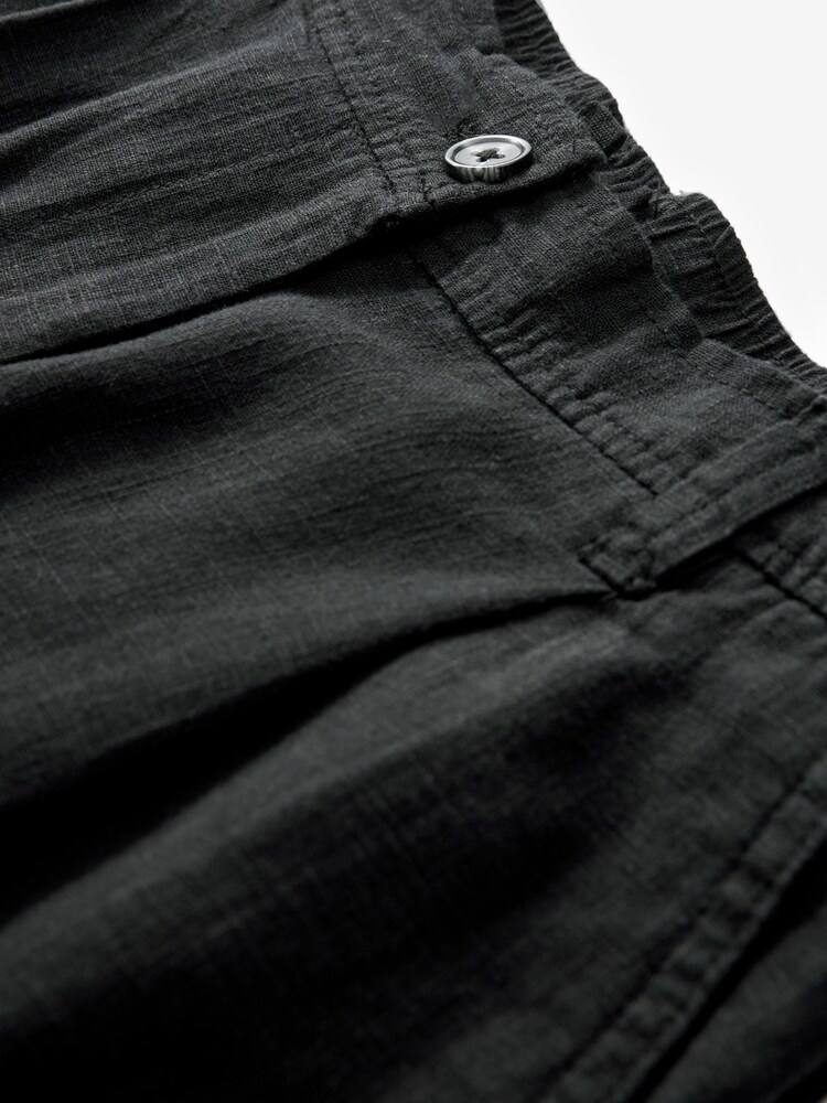 Black Linen Blend Wide Leg Trousers - Image 6 of 6