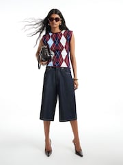 River Island Red Argyle Knit Tank Top - Image 2 of 4