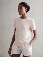 Reiss Pink Ginnie Cotton Garment Dyed T-Shirt - Image 1 of 5