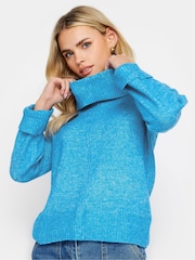 PixieGirl Petite Blue Roll Neck Boxy Jumper - Image 1 of 4