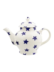 Emma Bridgewater Cream Blue Star 4 Mug Teapot - Image 2 of 4