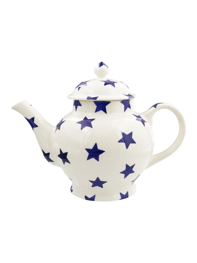 Emma Bridgewater Cream Blue Star 4 Mug Teapot - Image 2 of 4