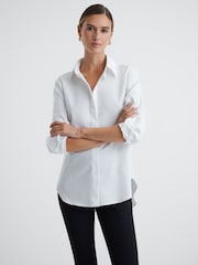 Reiss White Lia Premium Cotton Shirt - Image 1 of 4