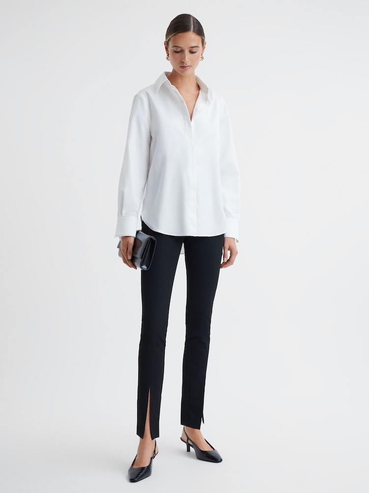 Reiss White Lia Premium Cotton Shirt - Image 2 of 4