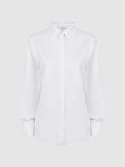 Reiss White Lia Premium Cotton Shirt - Image 4 of 4