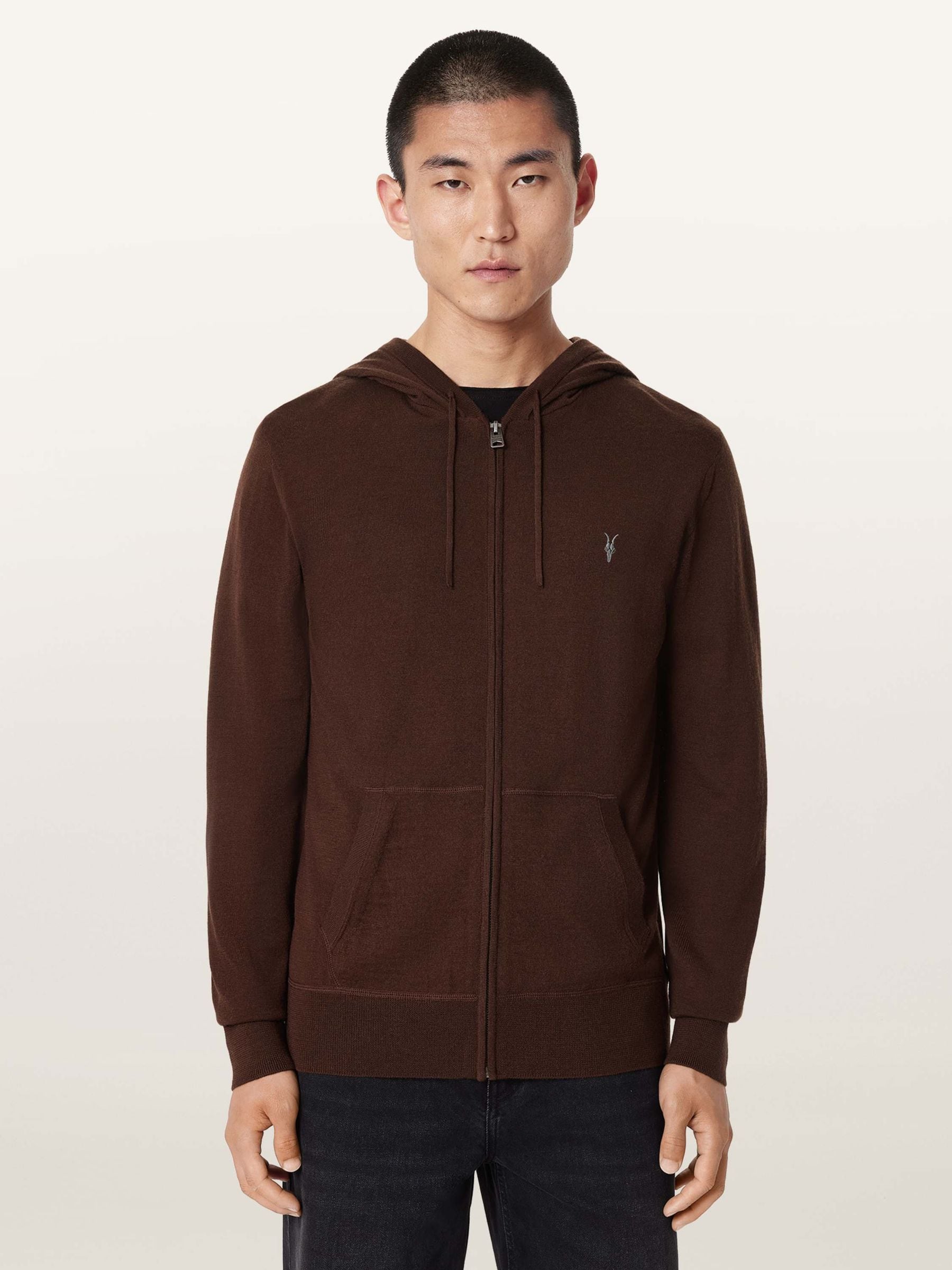 Buy AllSaints Brown Mode Merino Zip Hoodie from Next USA