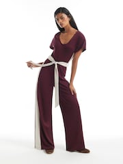 River Island Red Premium Colourblock Jumpsuit - Image 1 of 4