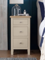 Stone Hampton Country Collection Luxe Painted Oak 3 Drawer Slim Bedside Table - Image 1 of 9