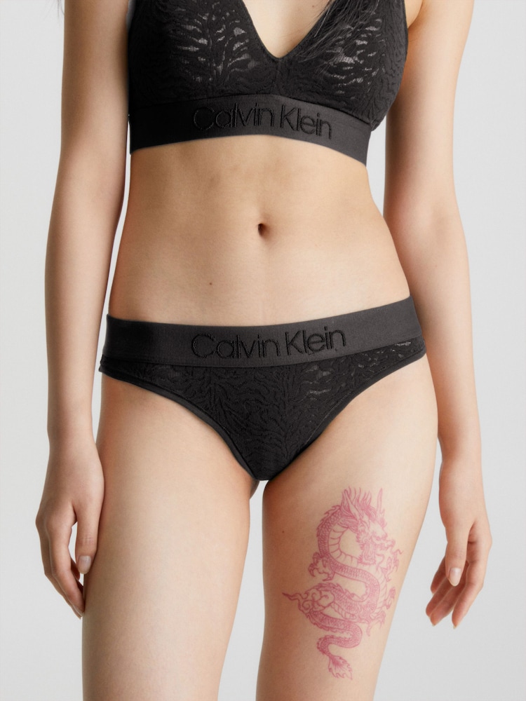 Calvin Klein Black Intrinsic Lace Thong - Image 1 of 4 Calvin Klein Black Intrinsic Lace Thong - Image 1 of 4