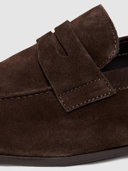 Reiss Chocolate Bray Suede Slip On Loafers - Image 5 of 5