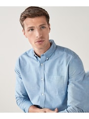 Light Blue Regular Fit Long Sleeve Oxford Shirt - Image 3 of 5