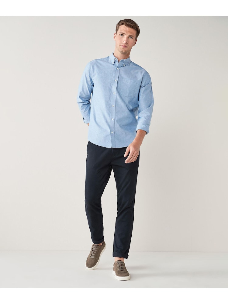 Light Blue Regular Fit Long Sleeve Oxford Shirt - Image 4 of 5