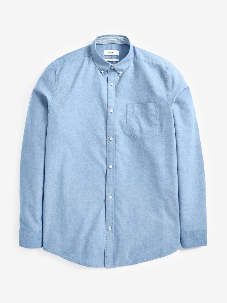 Light Blue Regular Fit Long Sleeve Oxford Shirt - Image 5 of 5