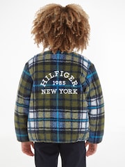 Tommy Hilfiger Kids Green Tartan Teddy Liner Jacket - Image 2 of 6