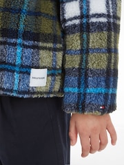 Tommy Hilfiger Kids Green Tartan Teddy Liner Jacket - Image 3 of 6