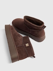 River Island Brown Faux Fur Lined Platform Boots - Image 4 of 5