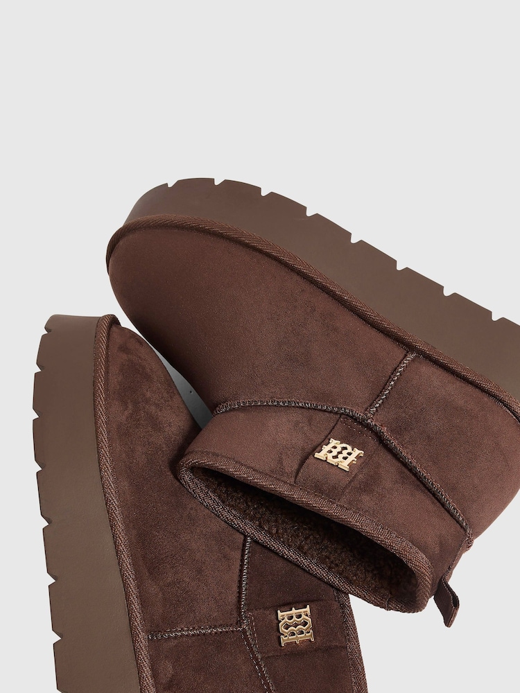 River Island Brown Faux Fur Lined Platform Boots - Image 5 of 5