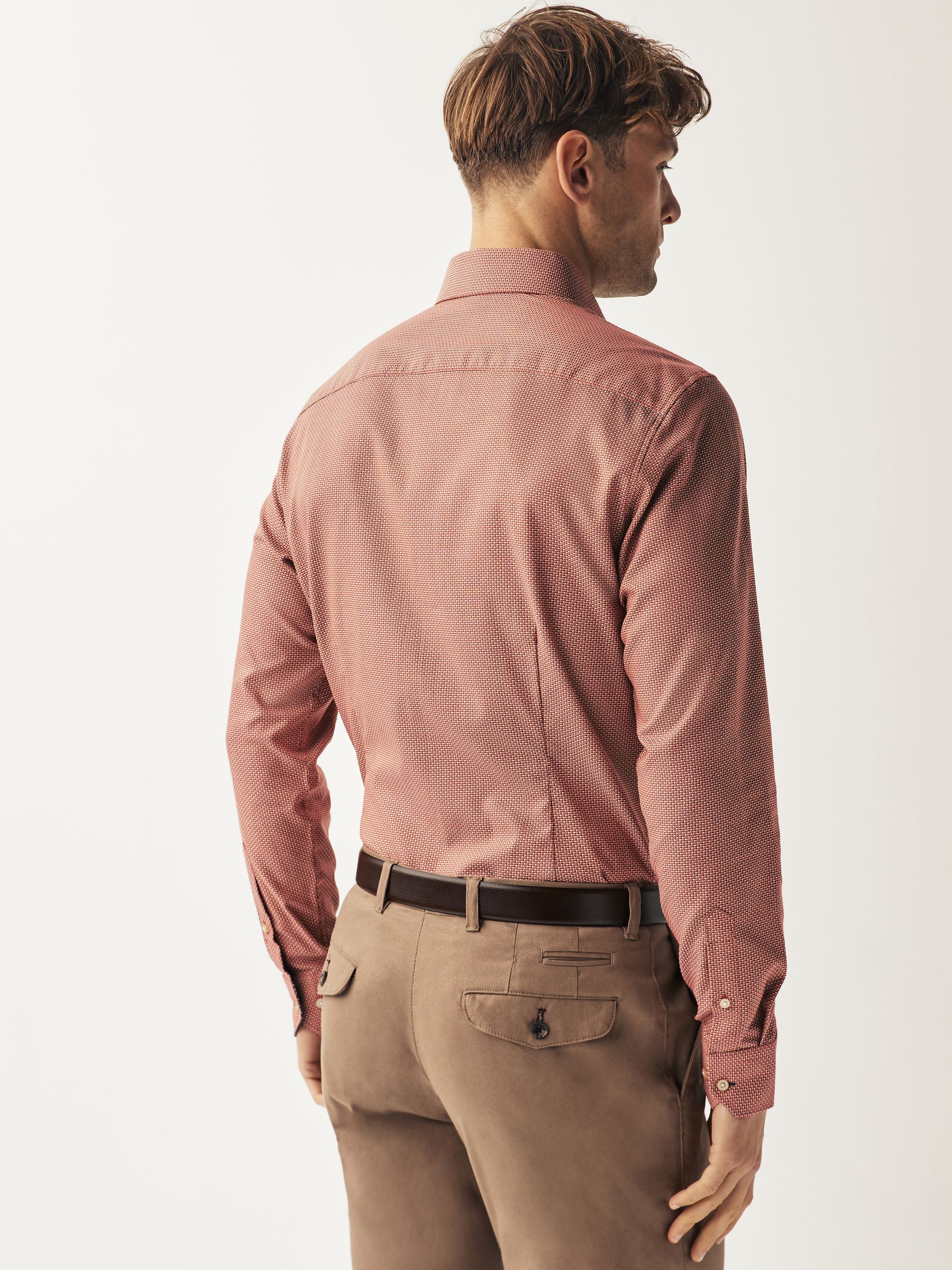 Buy Red Geometric Slim Fit Cotton Textured Trimmed Single Cuff Shirt from  Next Czech Republic