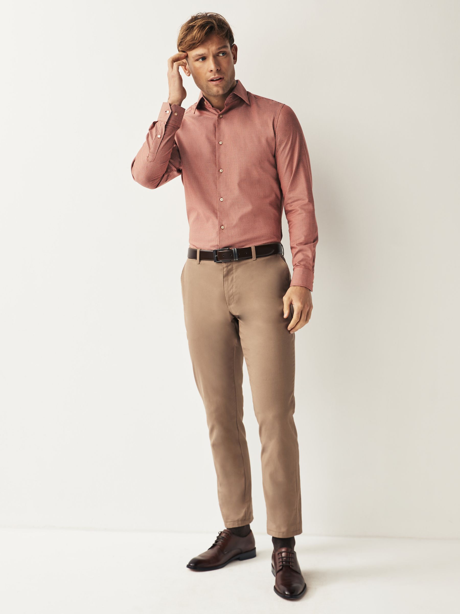Buy Red Geometric Slim Fit Cotton Textured Trimmed Single Cuff Shirt from  Next Czech Republic