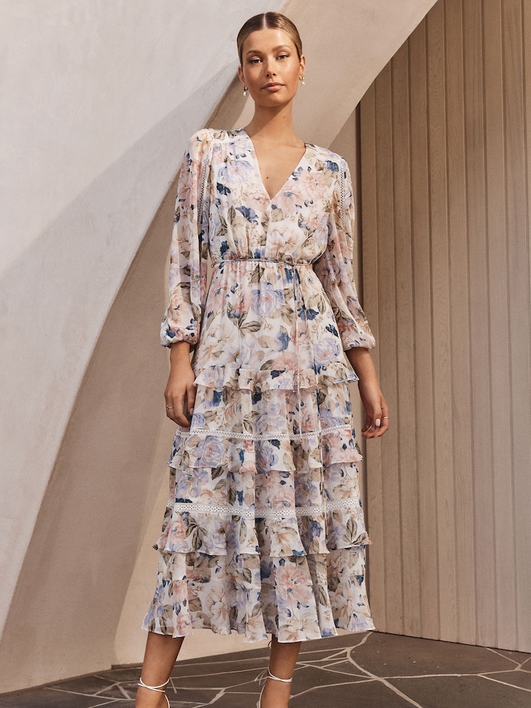 Forever New Light Pink Locky Trim Insert Midi Dress - Image 1 of 5