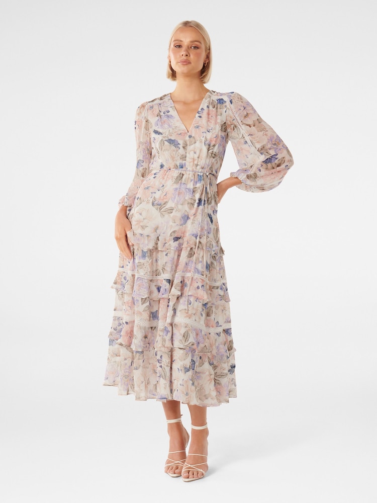 Forever New Light Pink Locky Trim Insert Midi Dress - Image 2 of 5 Forever New Light Pink Locky Trim Insert Midi Dress - Image 2 of 5