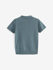 Slate Grey 100% Cotton Short Sleeve Quarter Zip Polo Shirt (3-16yrs) - Image 2 of 3