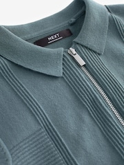 Slate Grey 100% Cotton Short Sleeve Quarter Zip Polo Shirt (3-16yrs) - Image 3 of 3