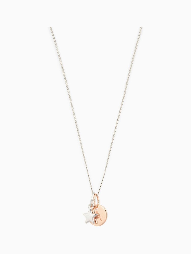 Sterling Silver Rose Gold Plated Star Initial Necklace - Image 1 of 4