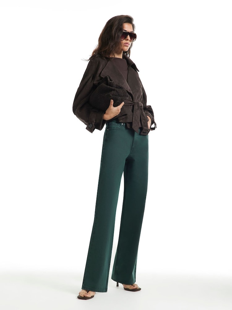 River Island Green Relaxed Fit Straight Leg Jeans - Image 1 of 4 River Island Green Relaxed Fit Straight Leg Jeans - Image 1 of 4