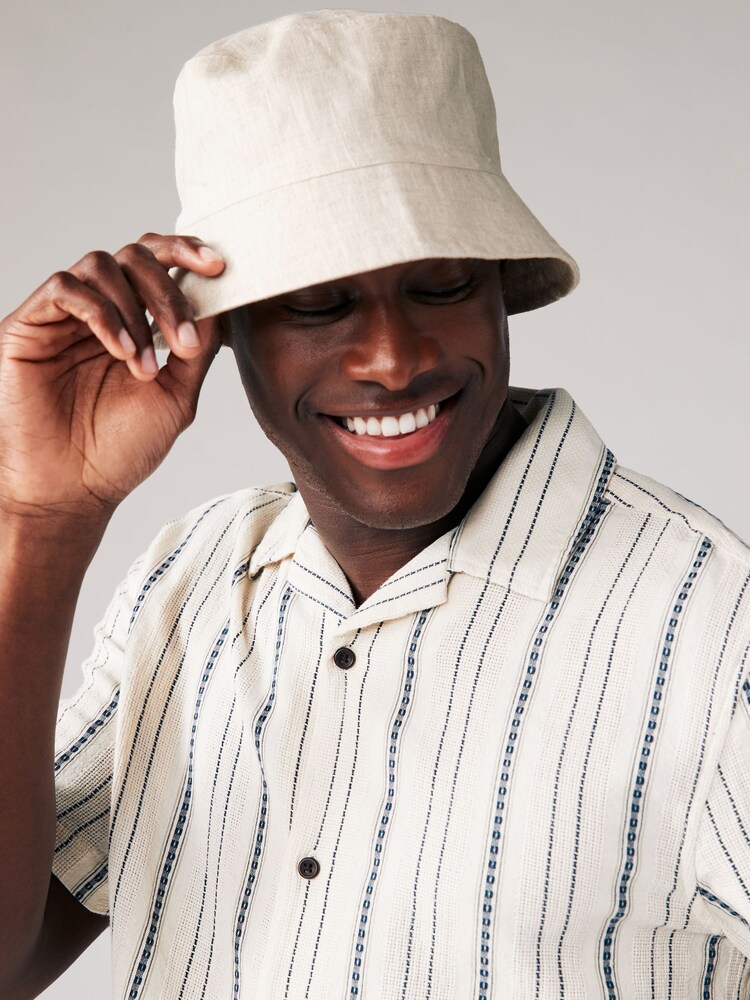 Neutral Linen Bucket Hat - Image 1 of 4 Neutral Linen Bucket Hat - Image 1 of 4