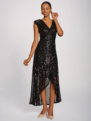 Jolie Moi Purple Sequin V-Neck Maxi Dress - Image 1 of 6