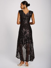 Jolie Moi Purple Sequin V-Neck Maxi Dress - Image 2 of 6