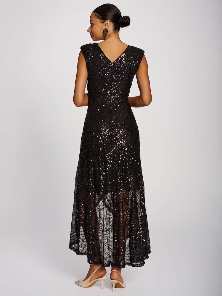 Jolie Moi Purple Sequin V-Neck Maxi Dress - Image 2 of 6 Jolie Moi Purple Sequin V-Neck Maxi Dress - Image 2 of 6