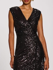 Jolie Moi Purple Sequin V-Neck Maxi Dress - Image 3 of 6