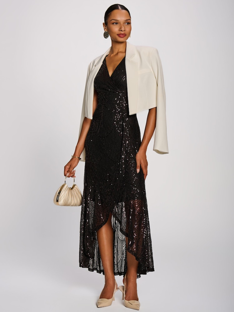 Jolie Moi Purple Sequin V-Neck Maxi Dress - Image 6 of 6 Jolie Moi Purple Sequin V-Neck Maxi Dress - Image 6 of 6