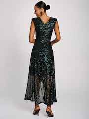 Jolie Moi Green Sequin V-Neck Maxi Dress - Image 2 of 6
