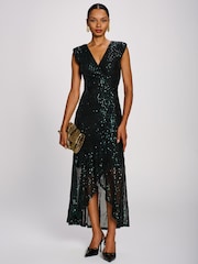 Jolie Moi Green Sequin V-Neck Maxi Dress - Image 5 of 6