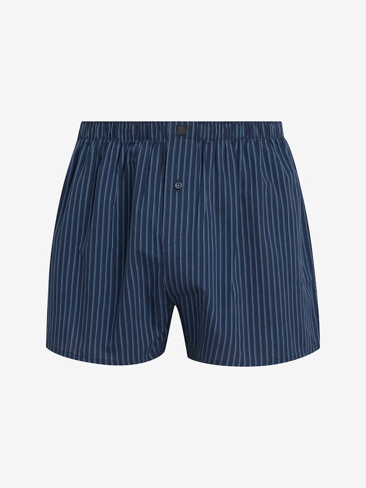 Navy Blue 8 pack Woven Pure 100% Cotton Boxers - Image 3 of 7