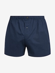 Navy Blue 8 pack Woven Pure 100% Cotton Boxers - Image 4 of 7