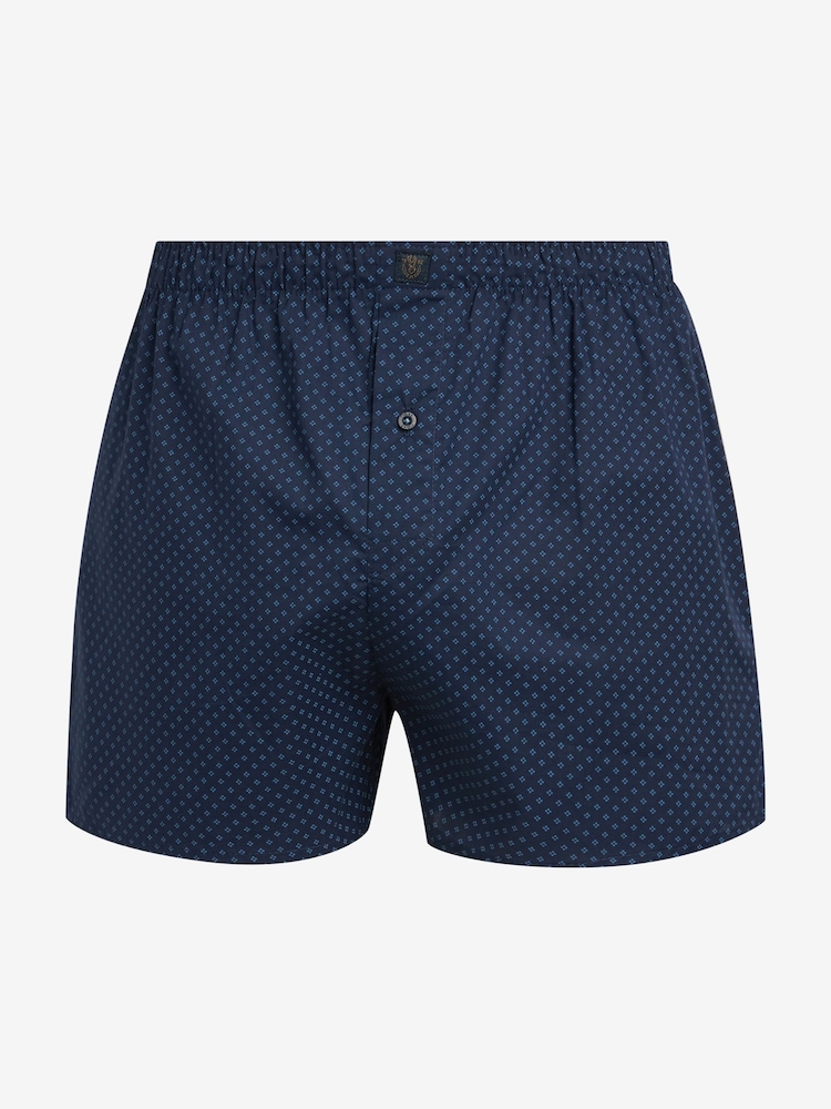 Navy Blue 8 pack Woven Pure 100% Cotton Boxers - Image 4 of 7