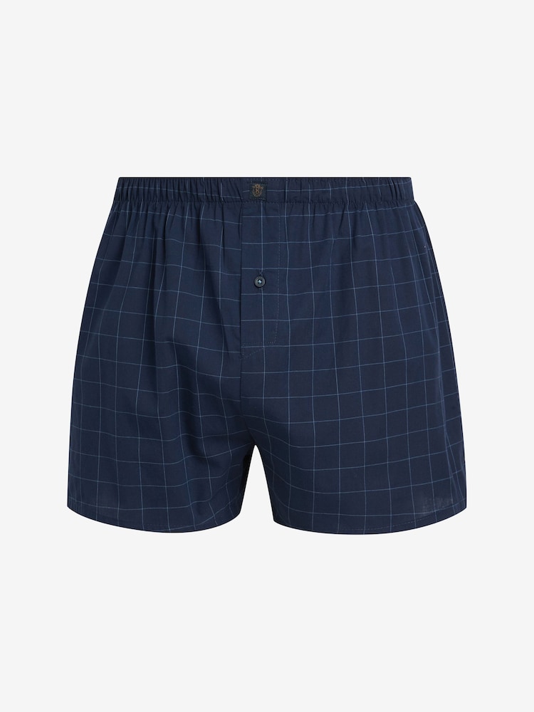 Navy Blue 8 pack Woven Pure 100% Cotton Boxers - Image 5 of 7