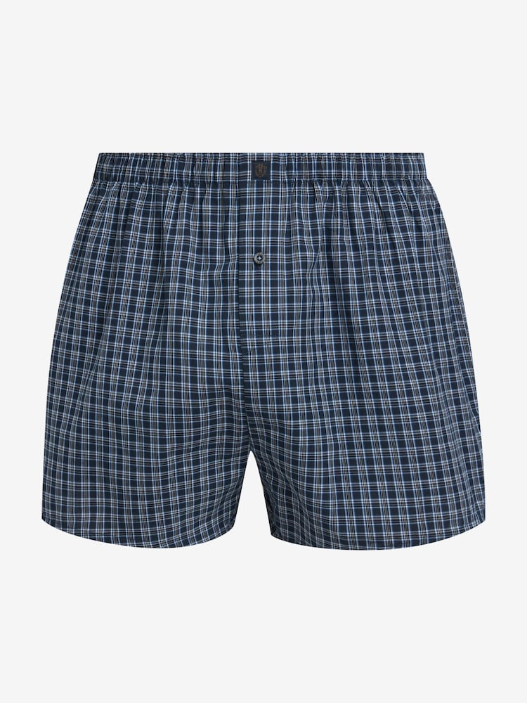 Navy Blue 8 pack Woven Pure 100% Cotton Boxers - Image 6 of 7