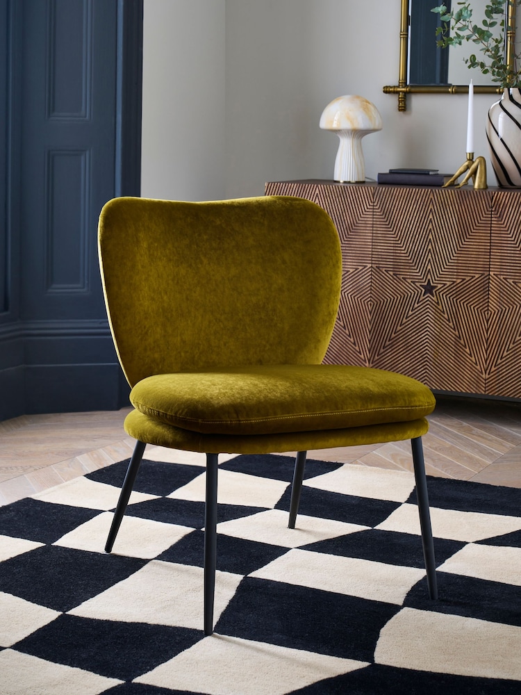 Rockett St George Luxe Needlecord Velvet Vintage Green Perfect Accent Chair - Image 2 of 8