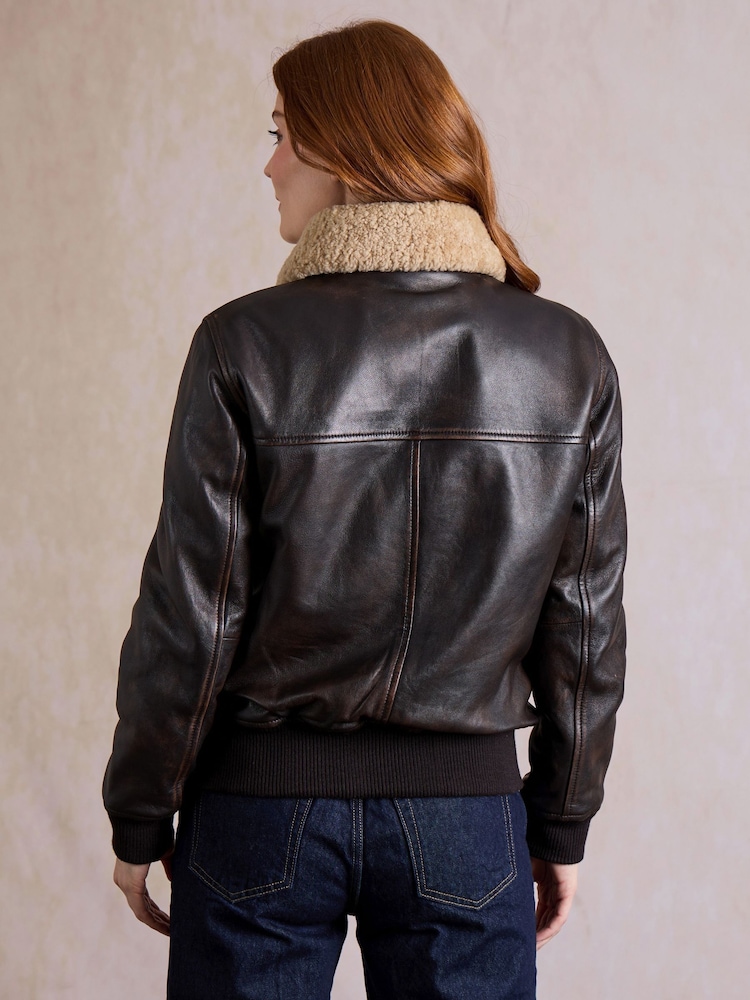 Lakeland Leather Brown Armaside Leather Aviator Jacket - Image 5 of 5 Lakeland Leather Brown Armaside Leather Aviator Jacket - Image 5 of 5