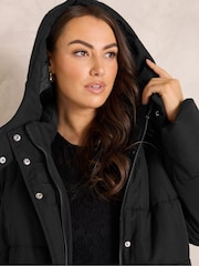 Evans Black Puffer Coat - Image 4 of 5